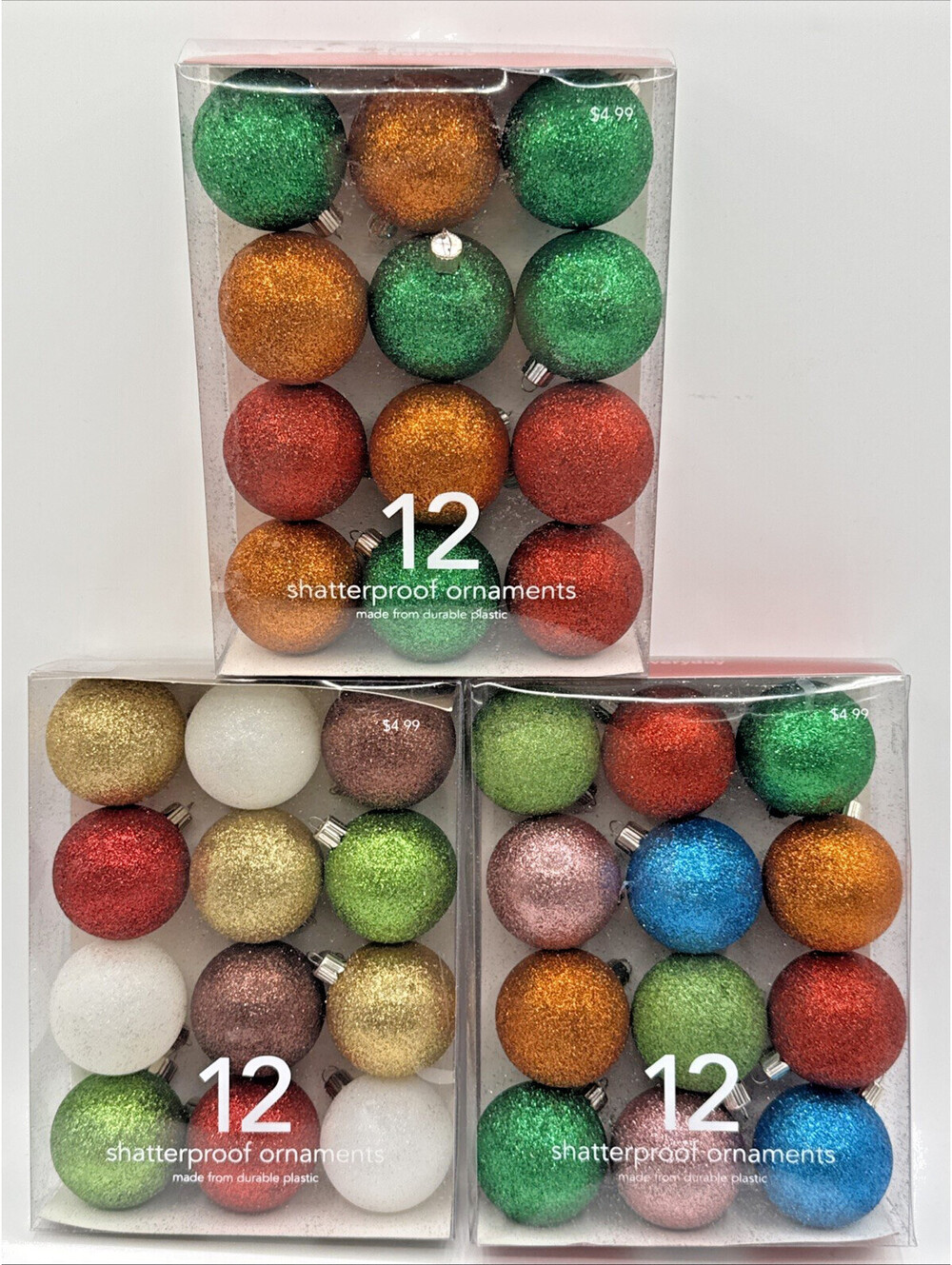 36 Martha Stewart Glittered 1.5” Ball Ornaments Shatterproof 2006 Vintage K-Mart